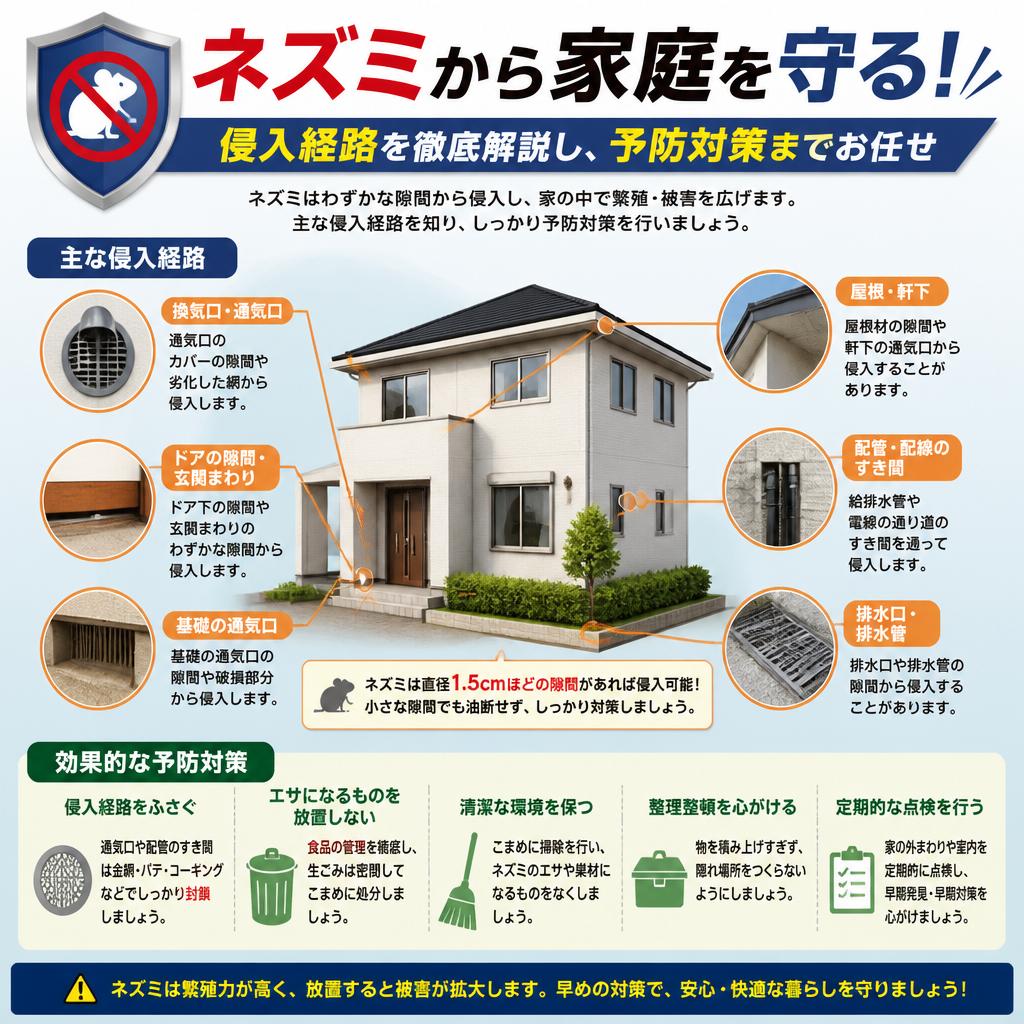 ネズミから家庭を守る！侵入経路を徹底解説し、予防対策までお任せ