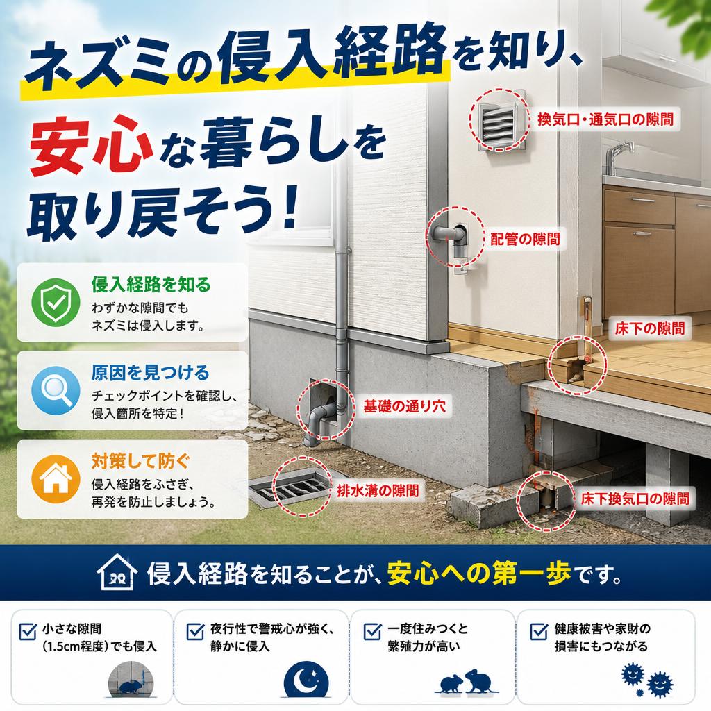 ネズミの侵入経路を知り、安心な暮らしを取り戻そう！