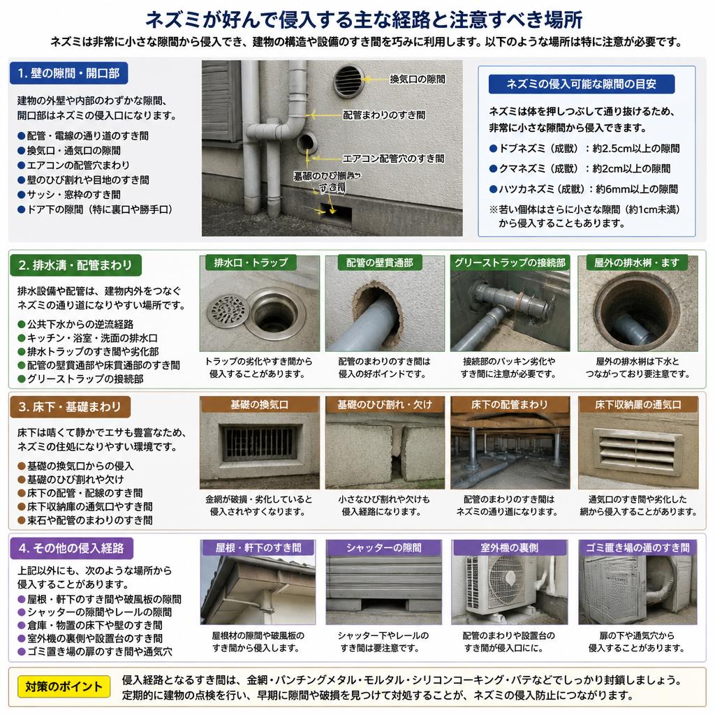 ネズミの主な侵入経路
