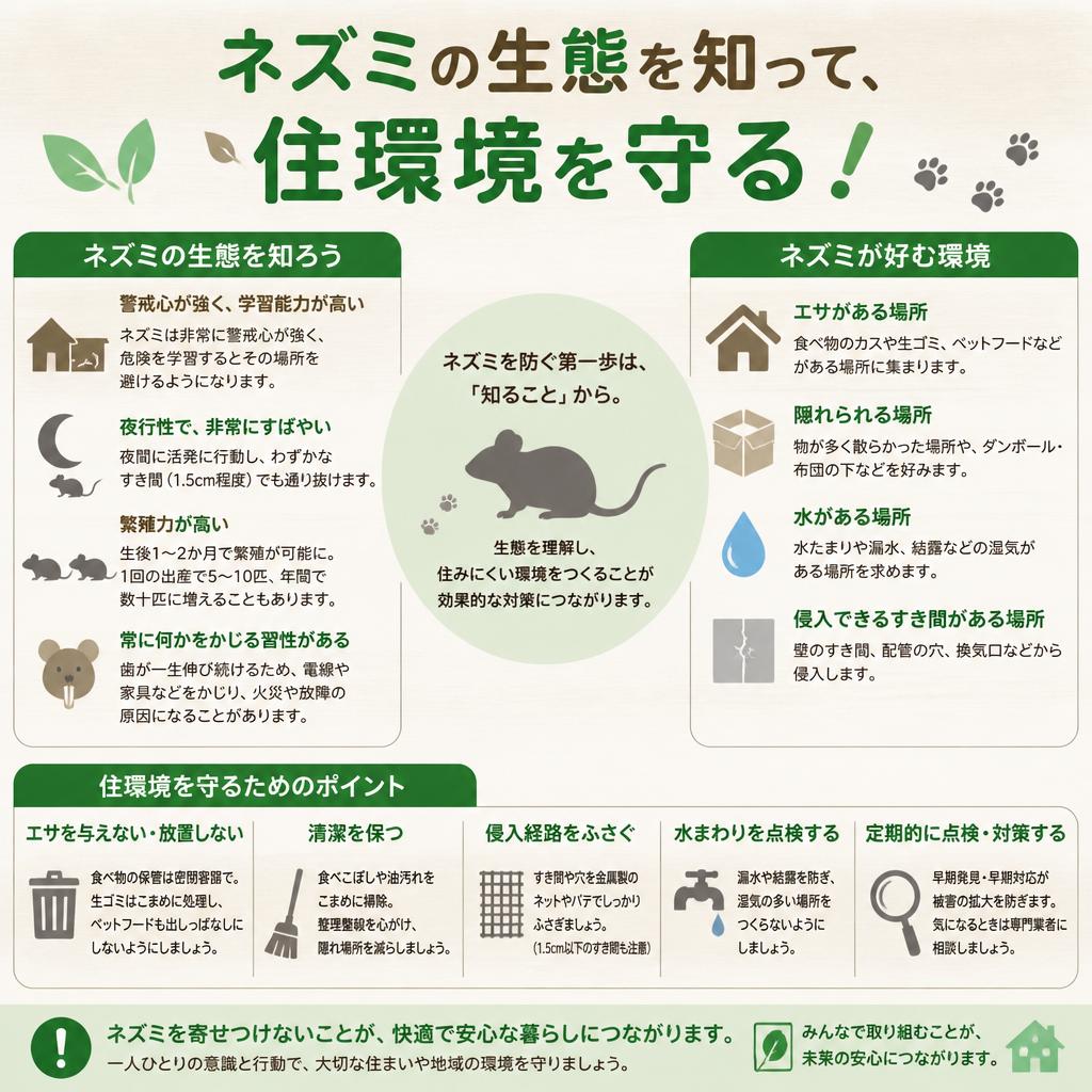 ネズミの生態を知って、住環境を守る！