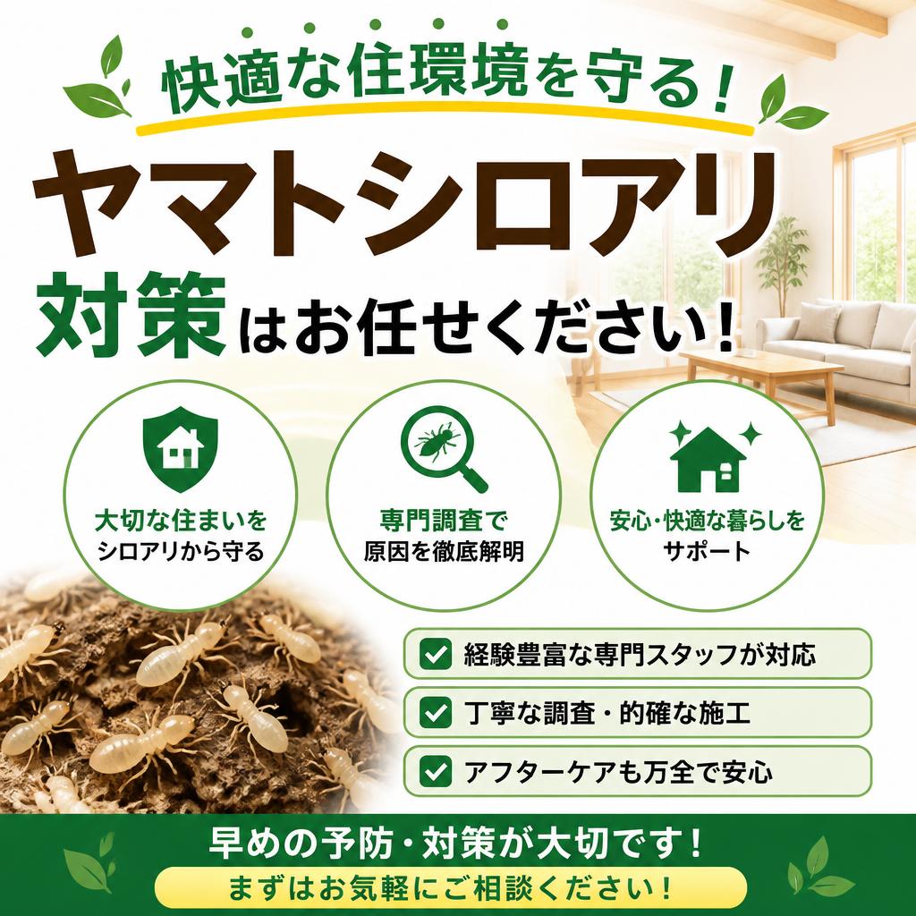 快適な住環境を守る！ヤマトシロアリ対策はお任せください！
