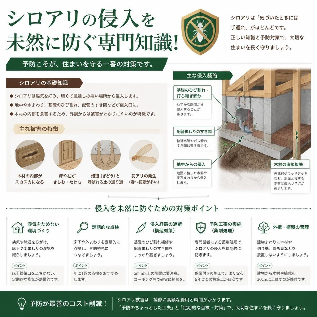 シロアリの侵入を未然に防ぐ専門知識！