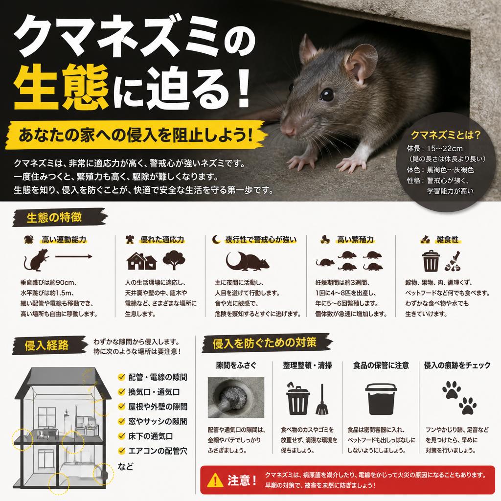 クマネズミの生態に迫る！あなたの家への侵入を阻止しよう！