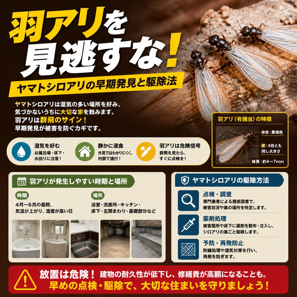 羽アリを見逃すな！ヤマトシロアリの早期発見と駆除法