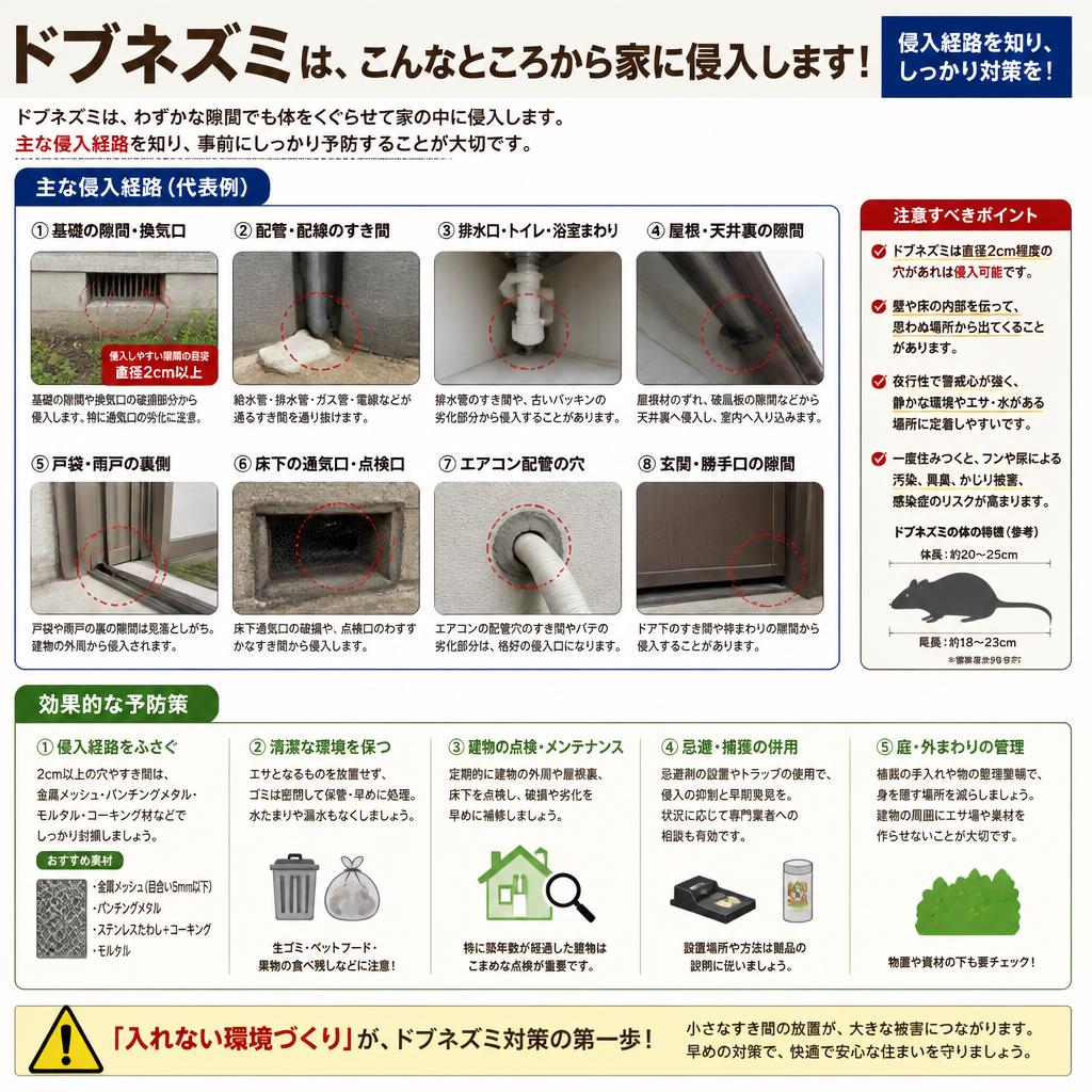 ドブネズミの侵入経路