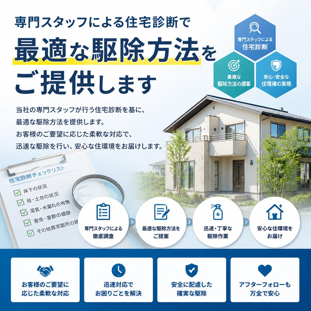 徹底した住宅診断と駆除方法