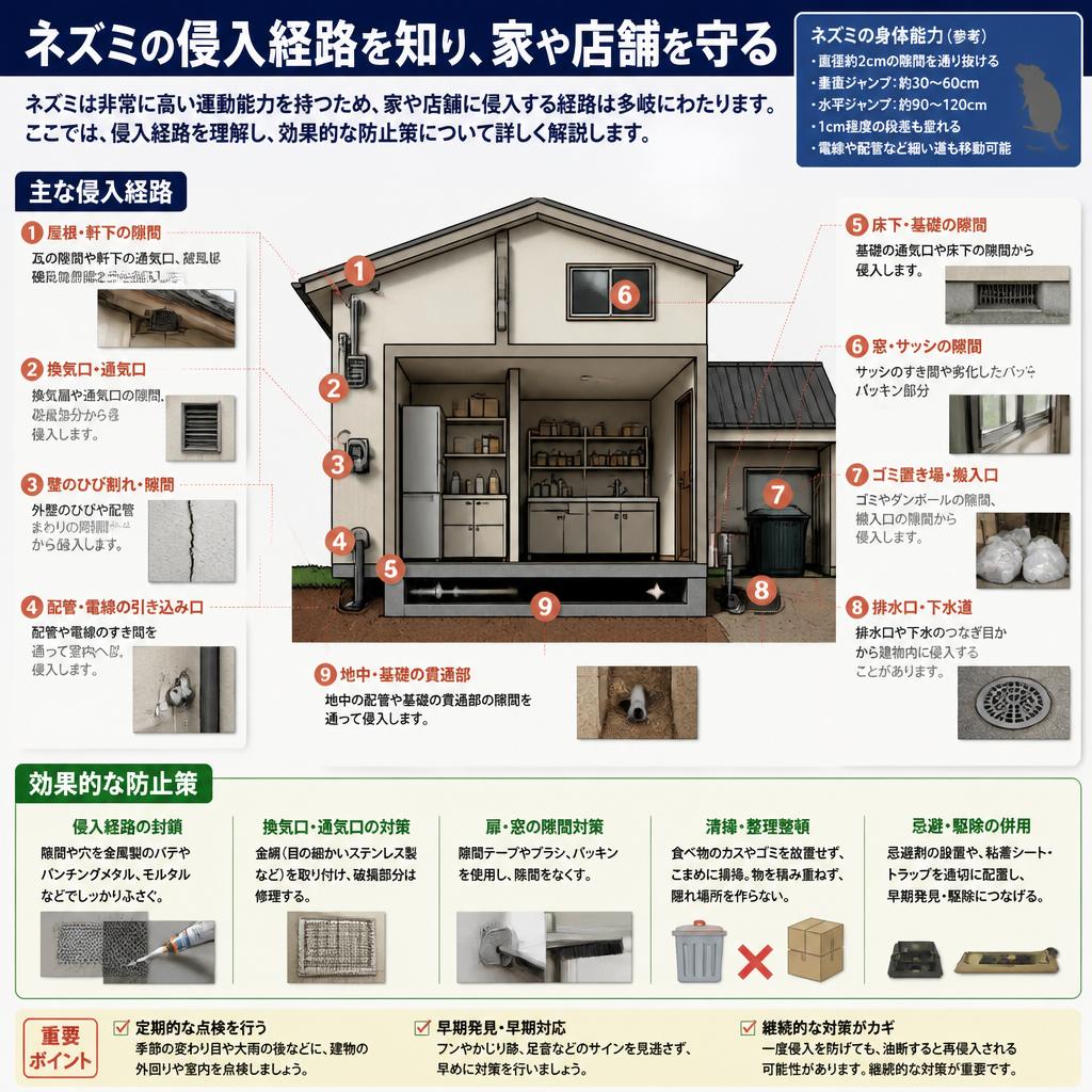 ネズミの侵入経路と防止策