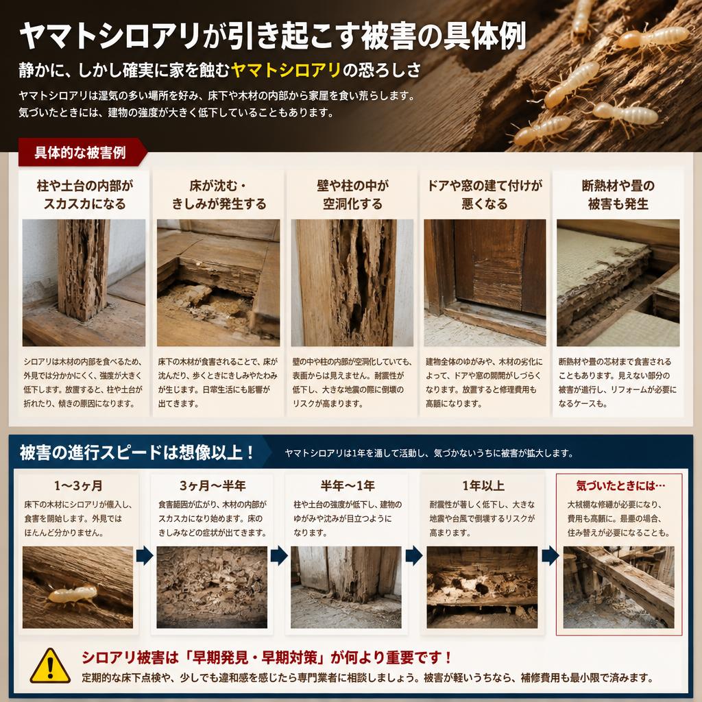 ヤマトシロアリによる被害の実態