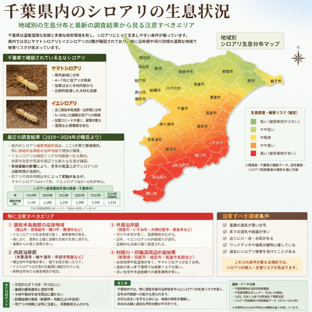 千葉県におけるシロアリの生息範囲
