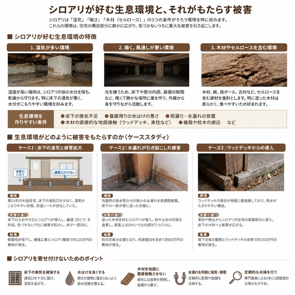 シロアリの生息環境と被害の実態
