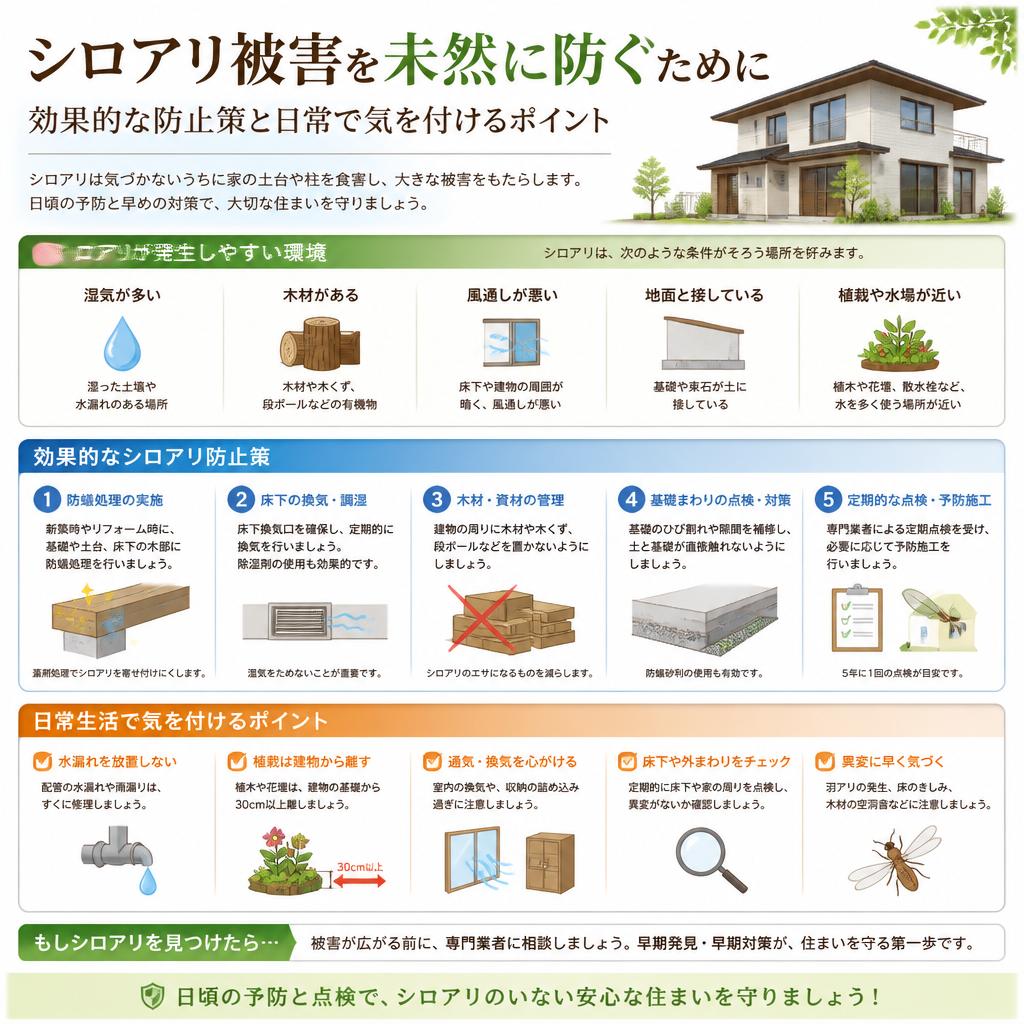 シロアリの防止策と効果的な対策