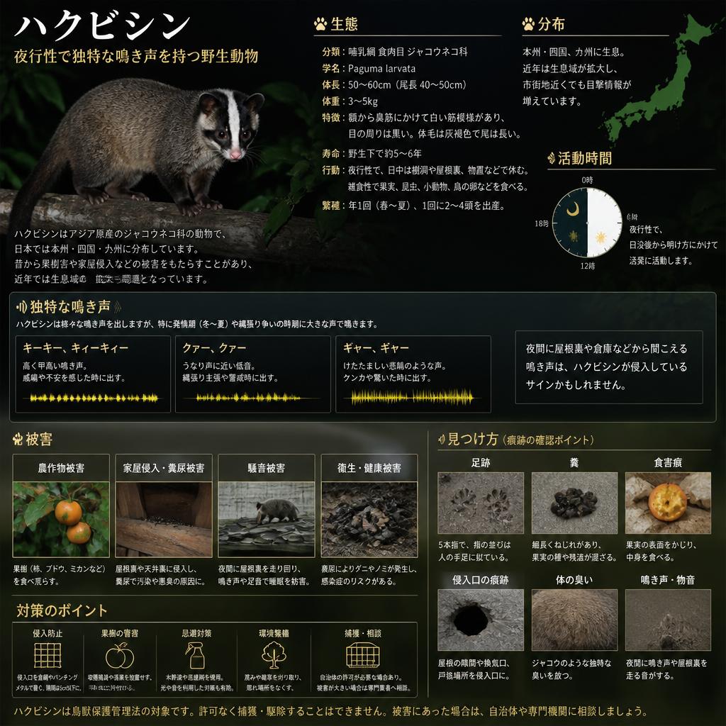 ハクビシンの生態と影響
