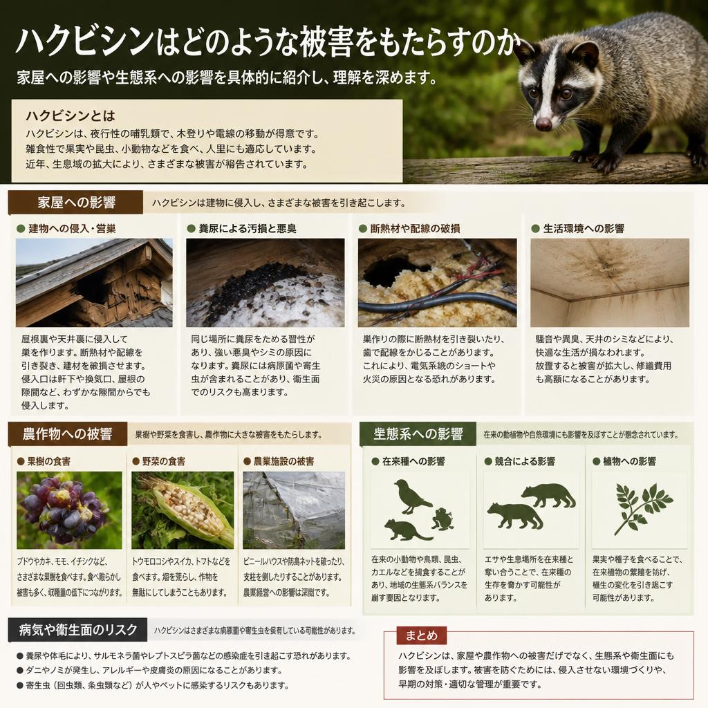 ハクビシンによる被害と影響