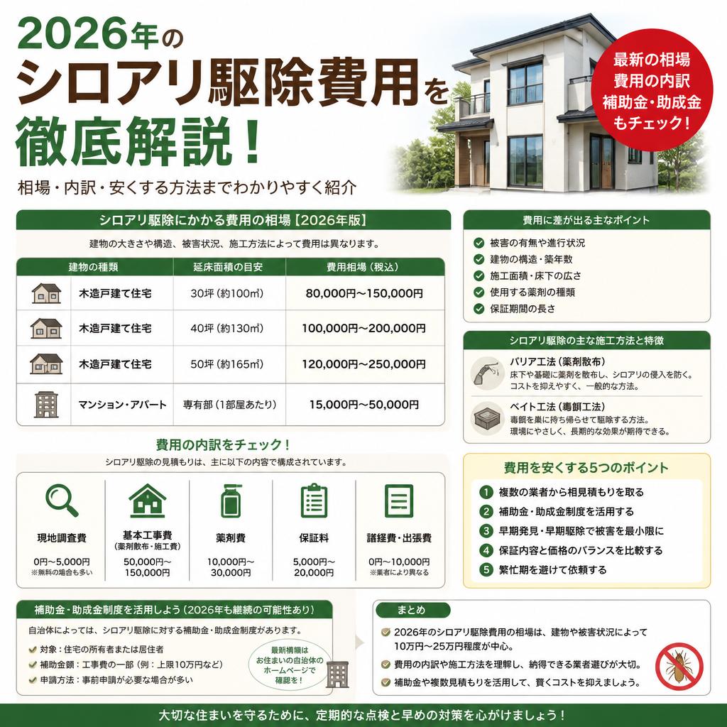2026年のシロアリ駆除費用を徹底解説！
