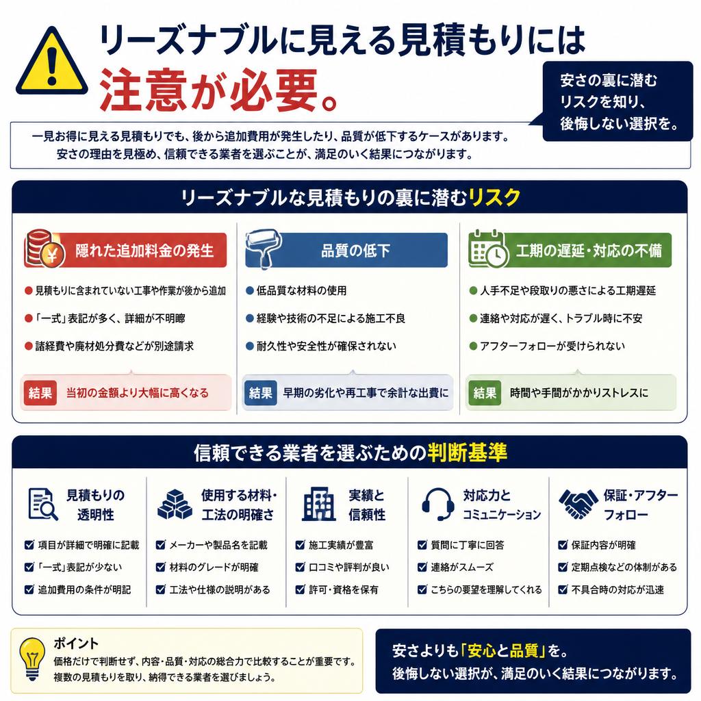 安すぎる見積もりが持つリスク