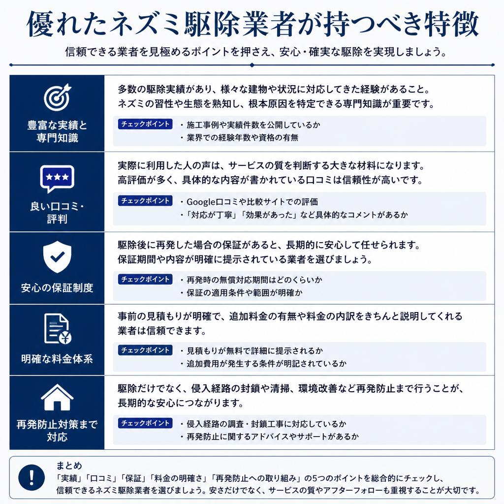 信頼できる業者の特徴