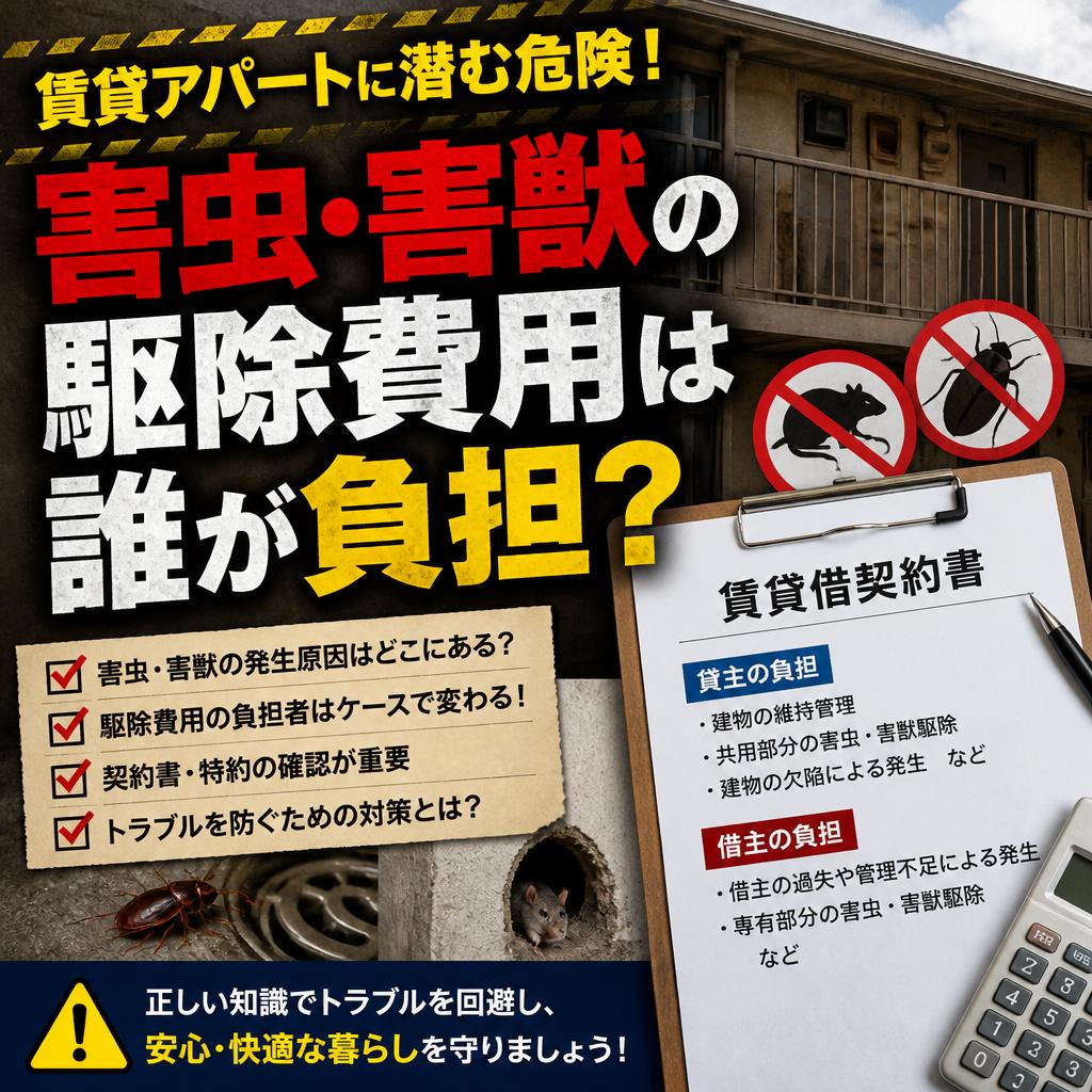 賃貸アパートに潜む危険！害虫・害獣の駆除費用は誰が負担？