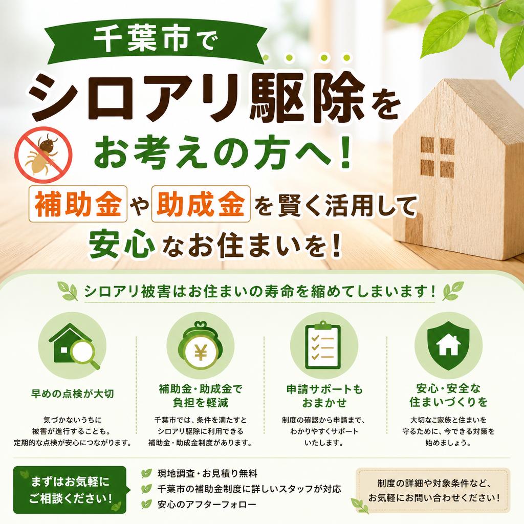 千葉市でシロアリ駆除をお考えの方へ！補助金や助成金を賢く活用して安心なお住まいを！